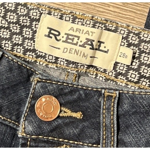 Ariat R.E.A.L. Perfect Rise Rosa Boot Cut Dark Wash Jeans SZ 28R (29x32) - Picture 3 of 11